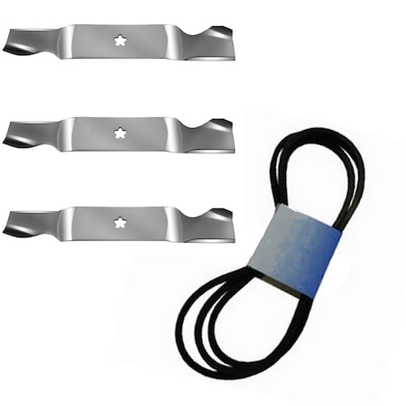 Aic Replacement Parts 3 Blades & Drive Belt Kit 54 For 532187256 532187255 532187254 187292 532196103 33155-BLADE